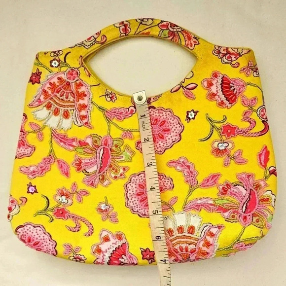 Bulaggi Hand Embroidered beaded Floral Hobo  Cotton Handbag - Picture 2 of 7